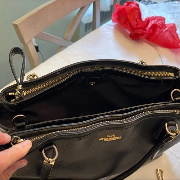 Coach Black Leather Carryall, Christie with Gold Accents - Picture 8 of 14